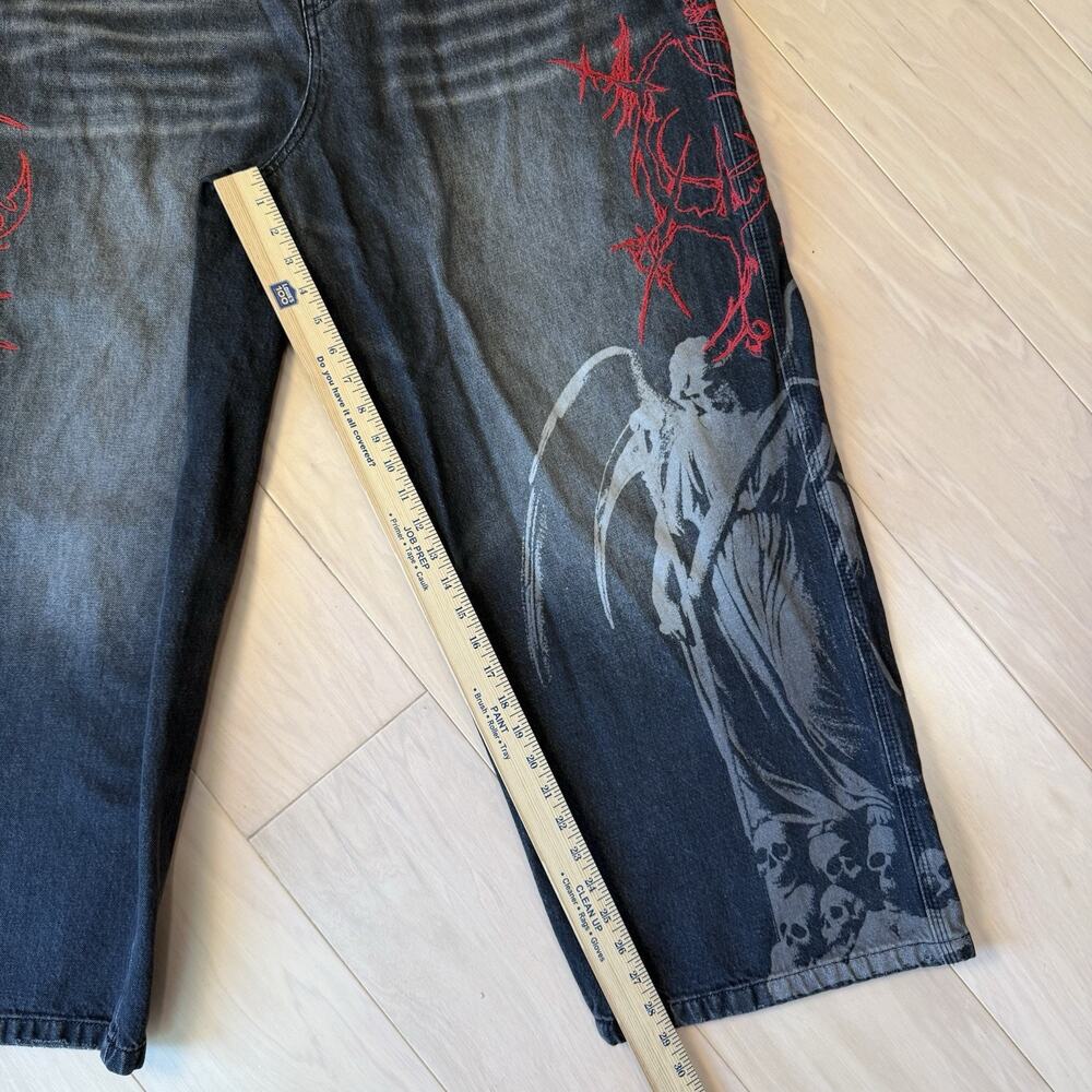 Vitriol Void Angel Jeans 38 Black Wide Leg Baggy Skater Punk Streetwear - Picture 7 of 9